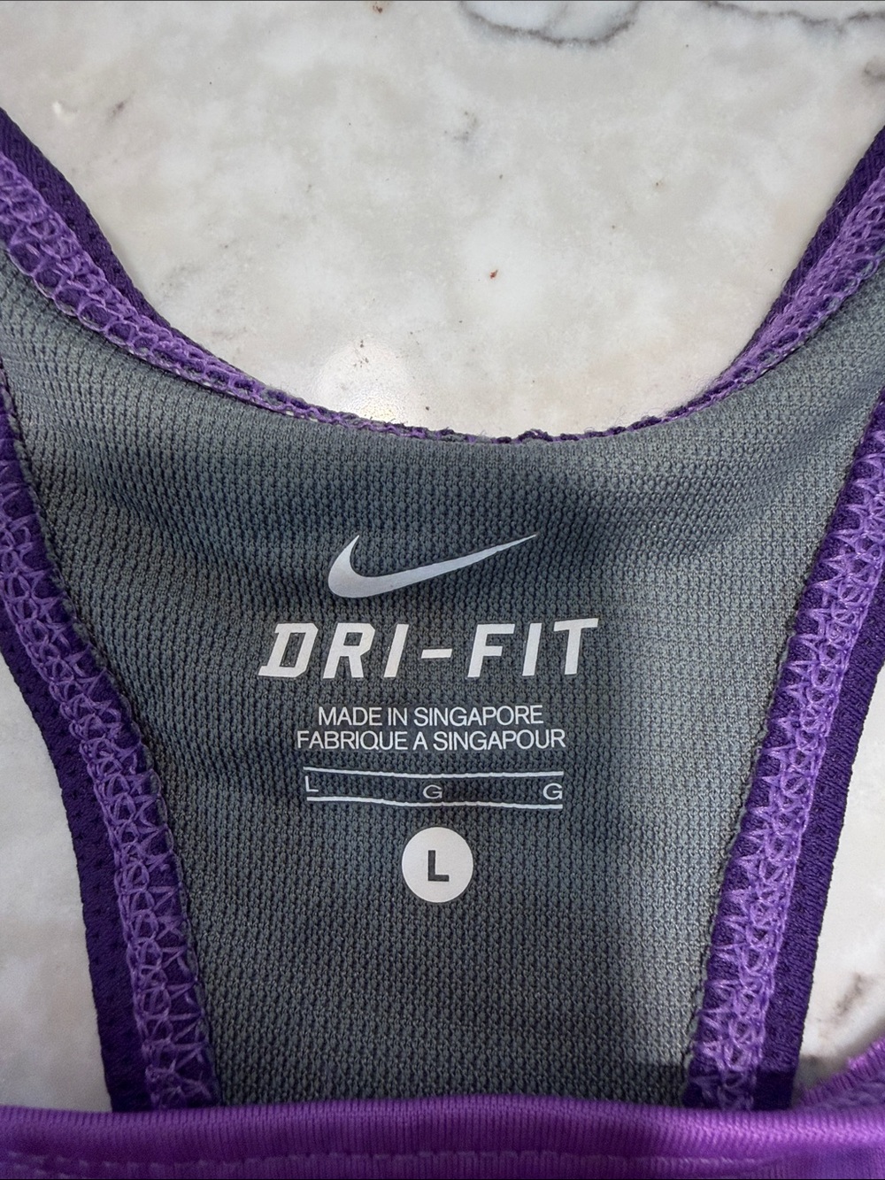 Nike Purple Dri-FIT Racerback Sports Bra with Dark Trim/Size Large - Picture 2 of 5